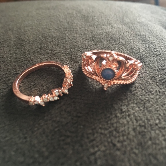 2-piece Crown Faux Fire Opal Rose Gold Queen Ring - Picture 4 of 6